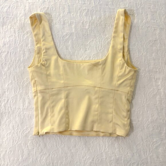 Wilfred Aritzia Shine Bustier, Yellow Satin Size XXS - Picture 2 of 3